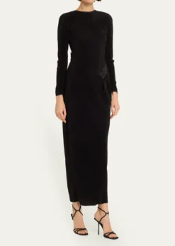 Giorgio ArmaniPlisse Jersey Gown with Beaded Hip Detail