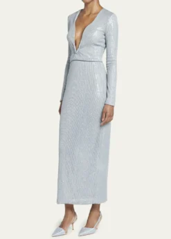 Giorgio ArmaniPlunging Sequined Knit Dress