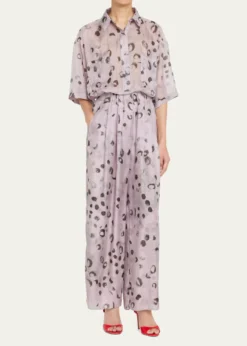 Giorgio ArmaniPrinted Silk Wide-Leg Pants