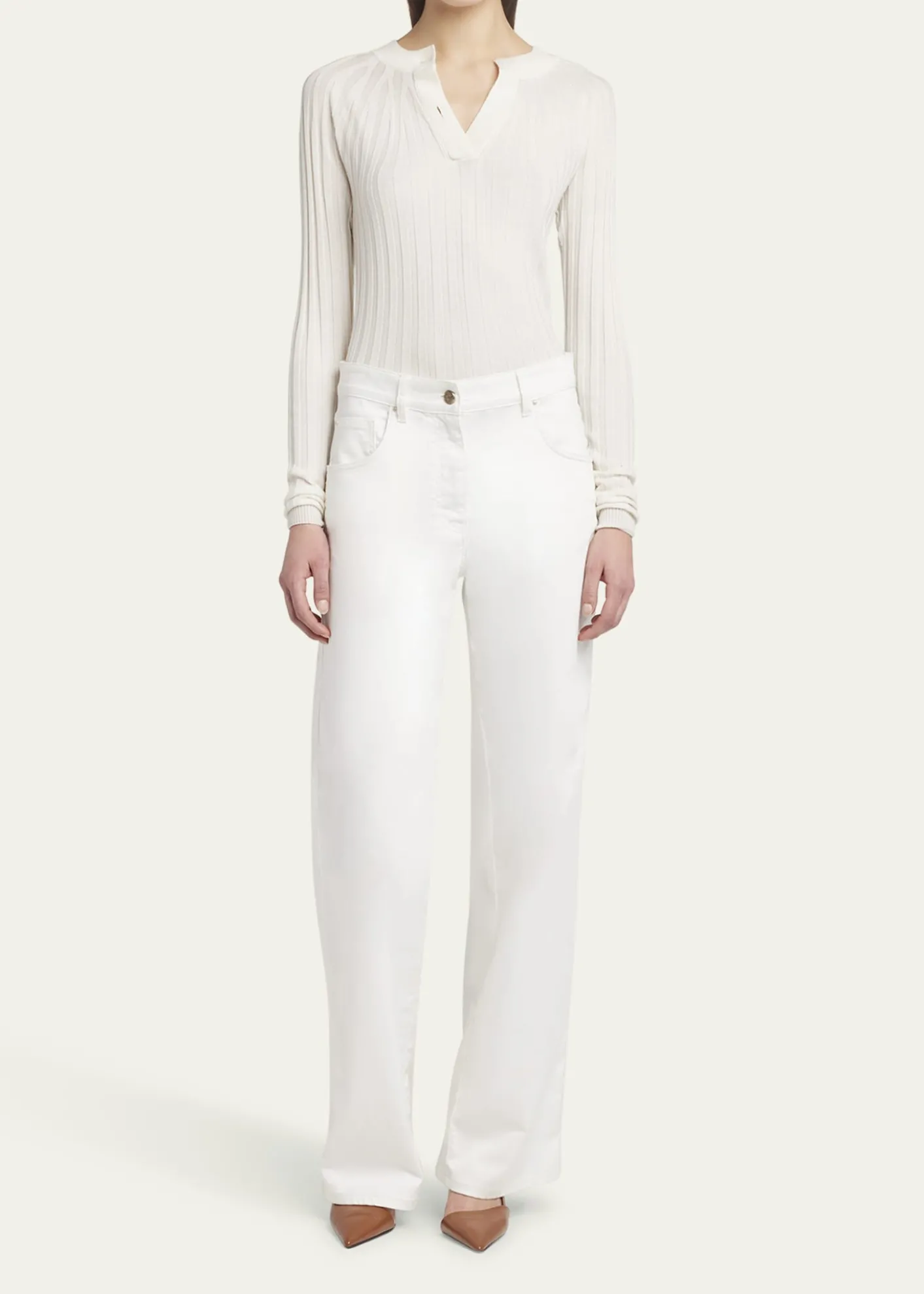 Giorgio ArmaniRibbed Cashmere Silk Top