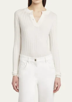 Giorgio ArmaniRibbed Cashmere Silk Top