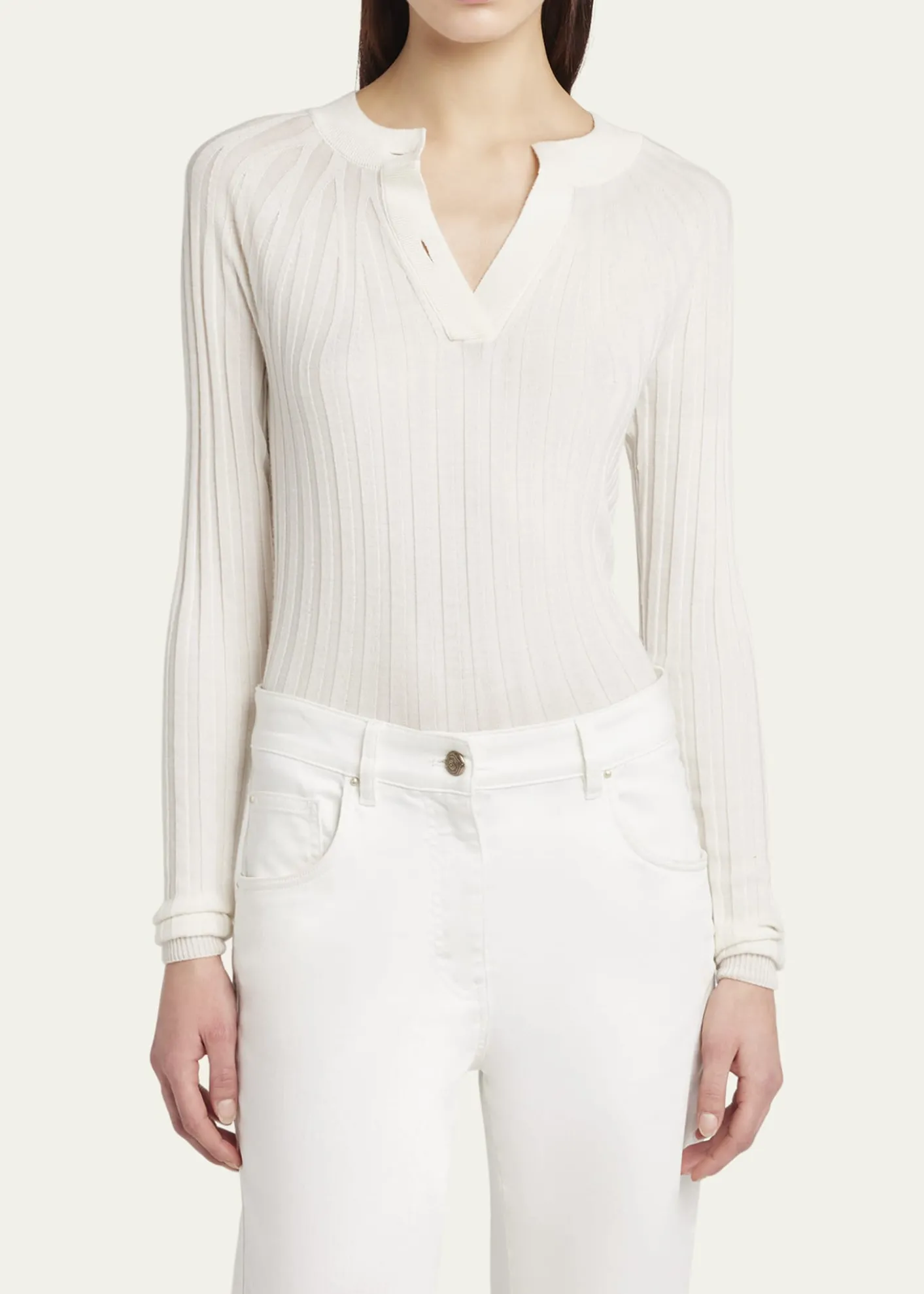 Giorgio ArmaniRibbed Cashmere Silk Top