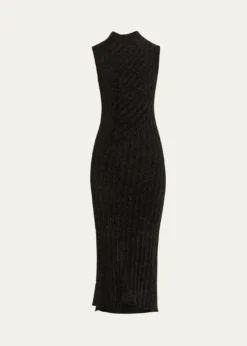 Giorgio ArmaniRibbed Chenille Sleeveless Midi Dress