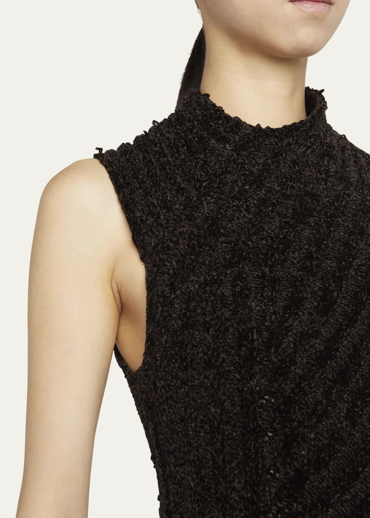 Giorgio ArmaniRibbed Chenille Sleeveless Midi Dress