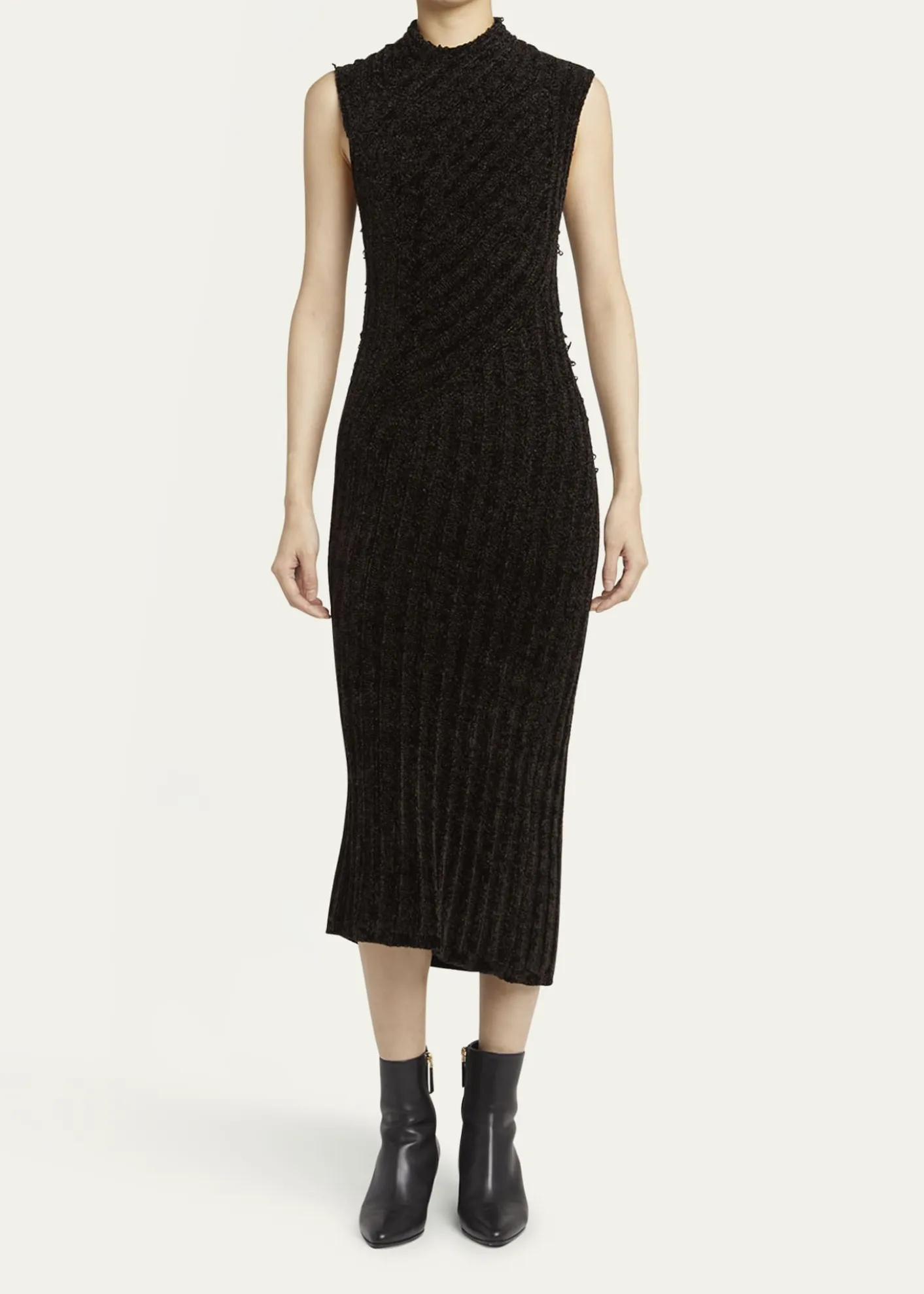 Giorgio ArmaniRibbed Chenille Sleeveless Midi Dress