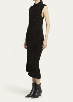 Giorgio ArmaniRibbed Chenille Sleeveless Midi Dress