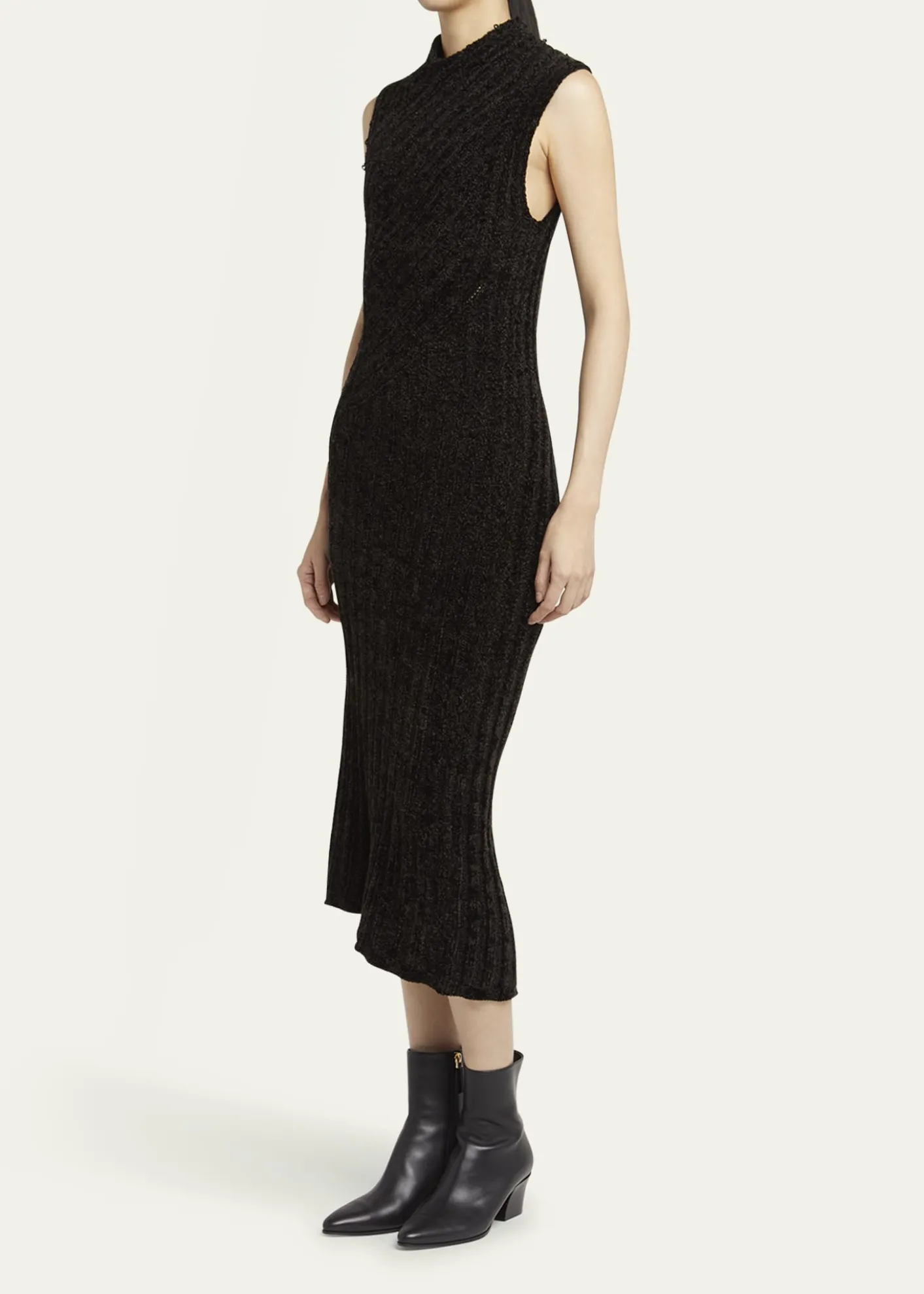 Giorgio ArmaniRibbed Chenille Sleeveless Midi Dress