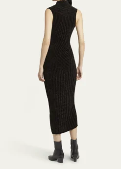 Giorgio ArmaniRibbed Chenille Sleeveless Midi Dress