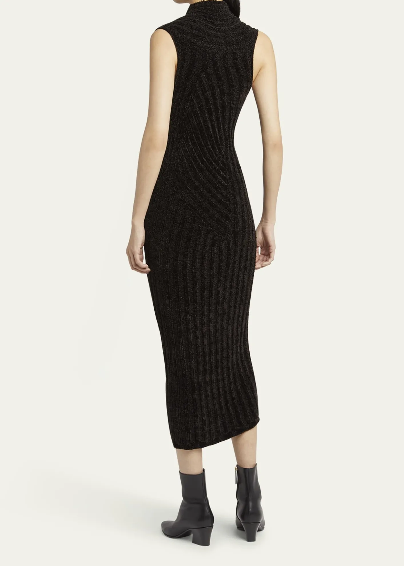 Giorgio ArmaniRibbed Chenille Sleeveless Midi Dress