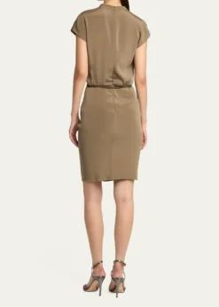 Giorgio ArmaniRope Belted Short-Sleeve Draped Dress