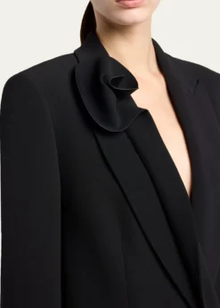 Giorgio ArmaniRosette Lapel Double-Breasted Blazer Jacket