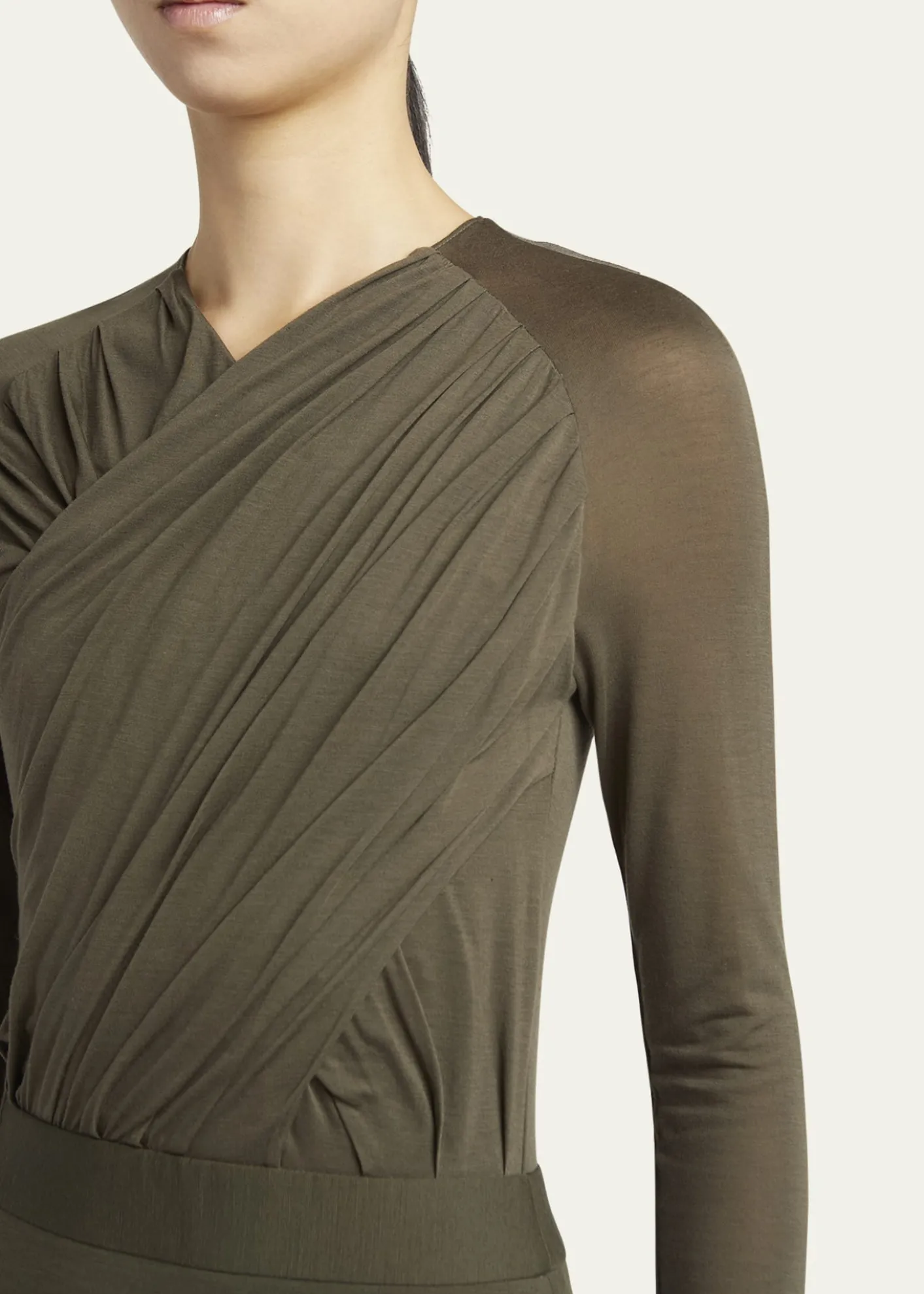 Giorgio ArmaniRuched Jersey Long-Sleeve Midi Dress
