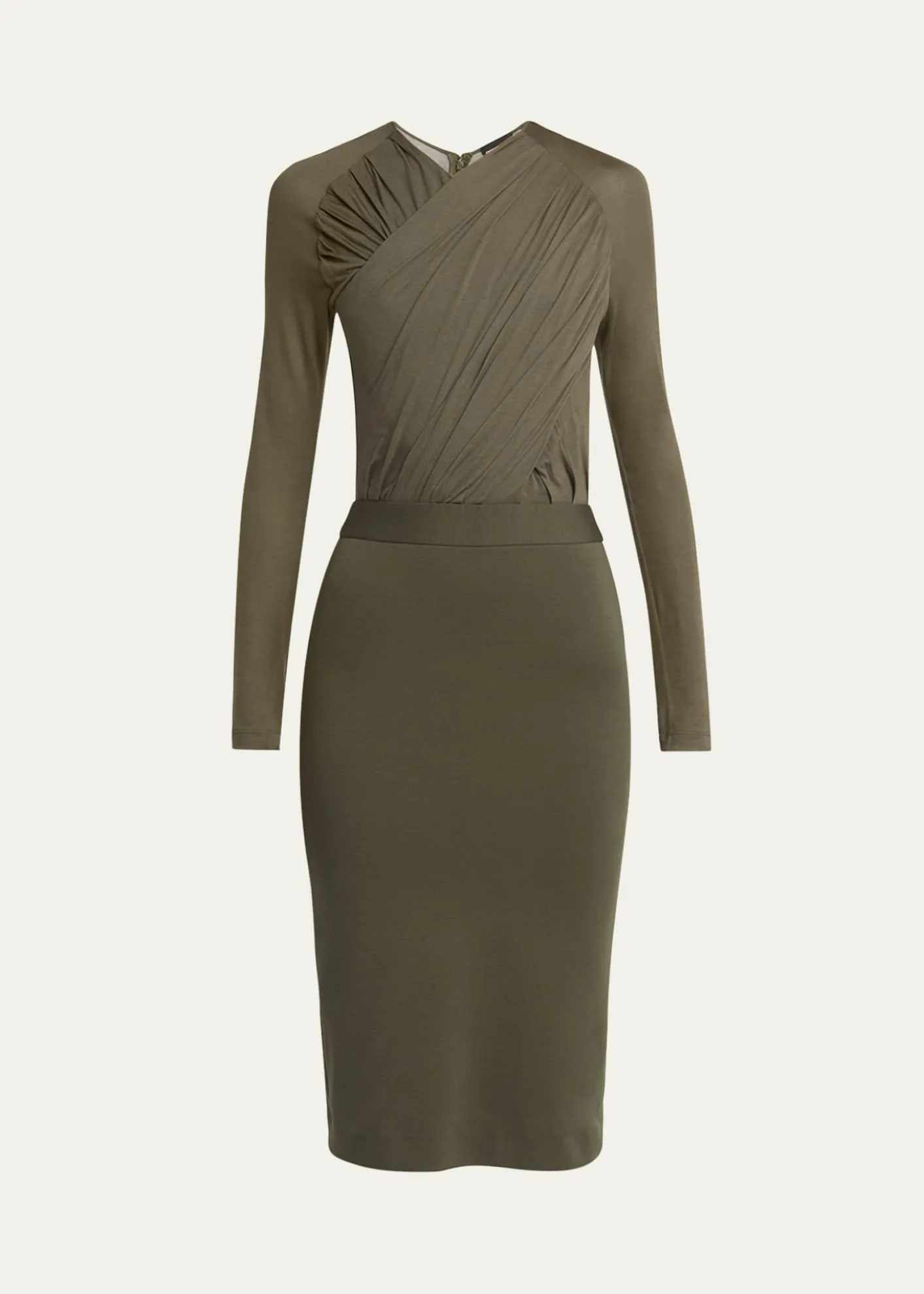Giorgio ArmaniRuched Jersey Long-Sleeve Midi Dress