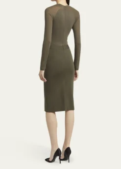 Giorgio ArmaniRuched Jersey Long-Sleeve Midi Dress