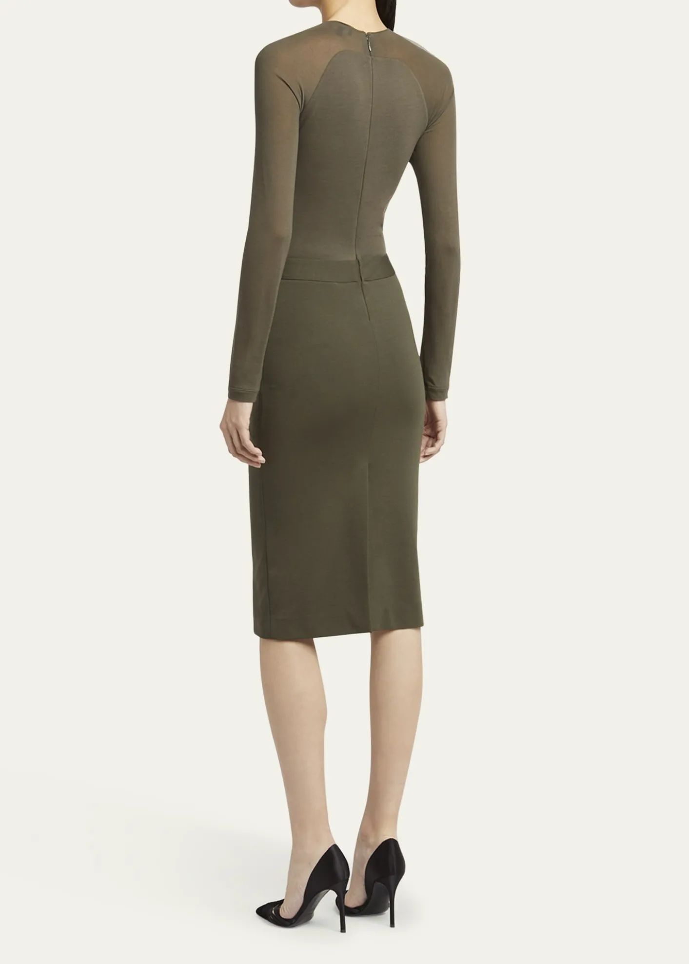 Giorgio ArmaniRuched Jersey Long-Sleeve Midi Dress