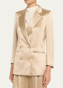 Giorgio ArmaniSatin Double-Breasted Blazer Jacket