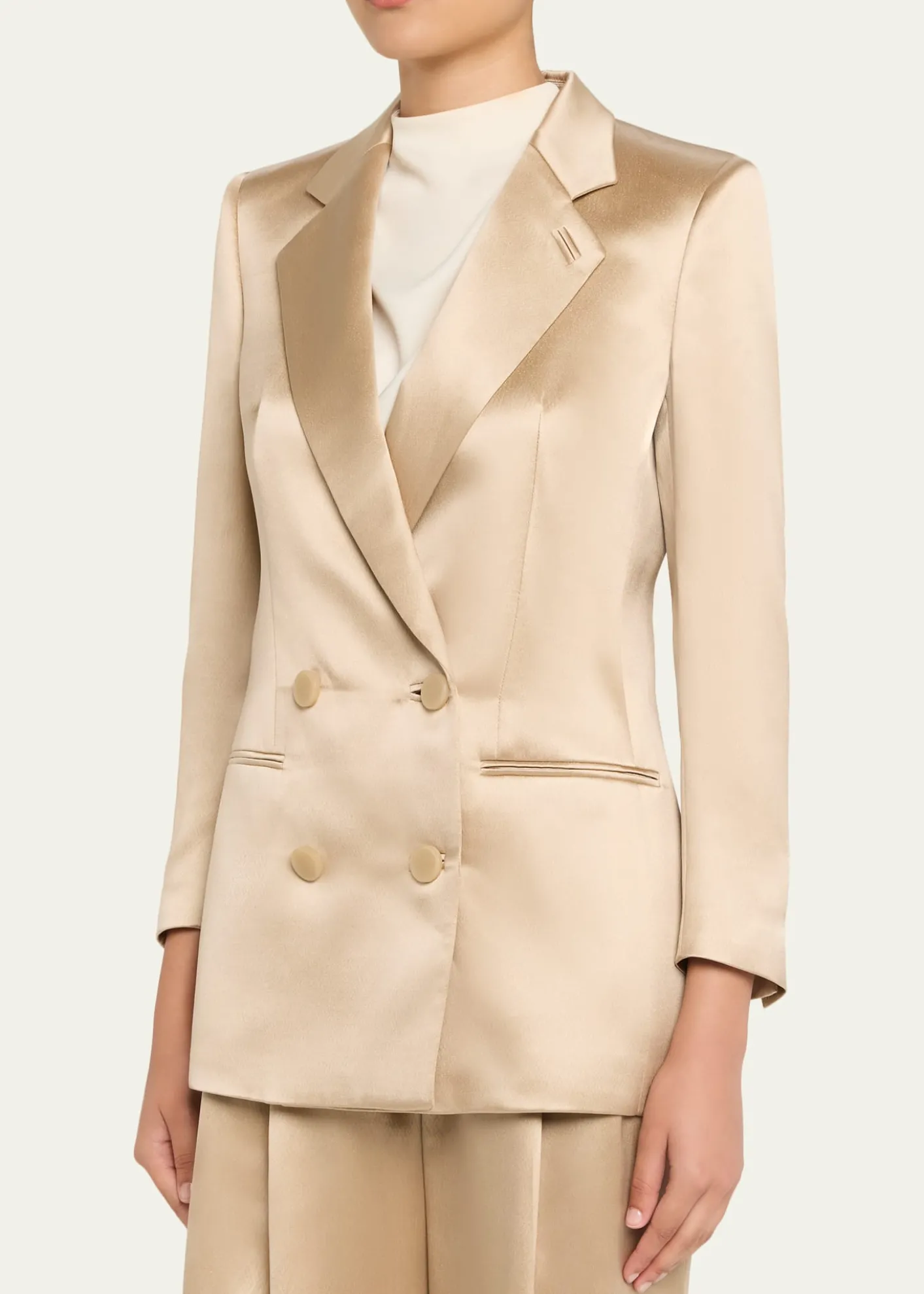Giorgio ArmaniSatin Double-Breasted Blazer Jacket
