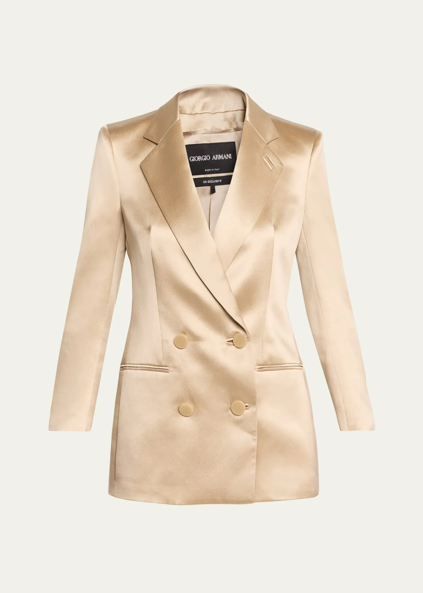 Giorgio ArmaniSatin Double-Breasted Blazer Jacket
