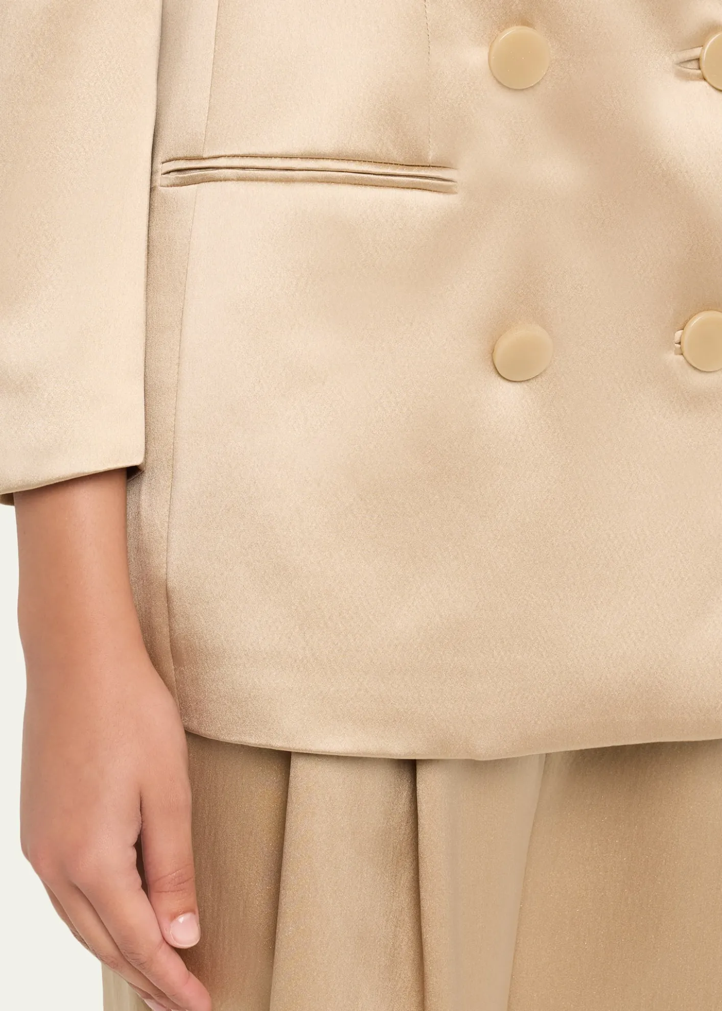 Giorgio ArmaniSatin Double-Breasted Blazer Jacket