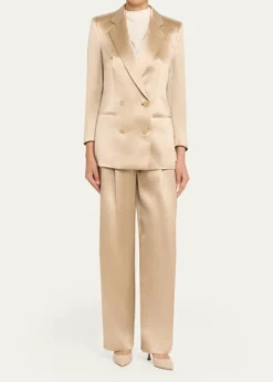 Giorgio ArmaniSatin Double-Breasted Blazer Jacket