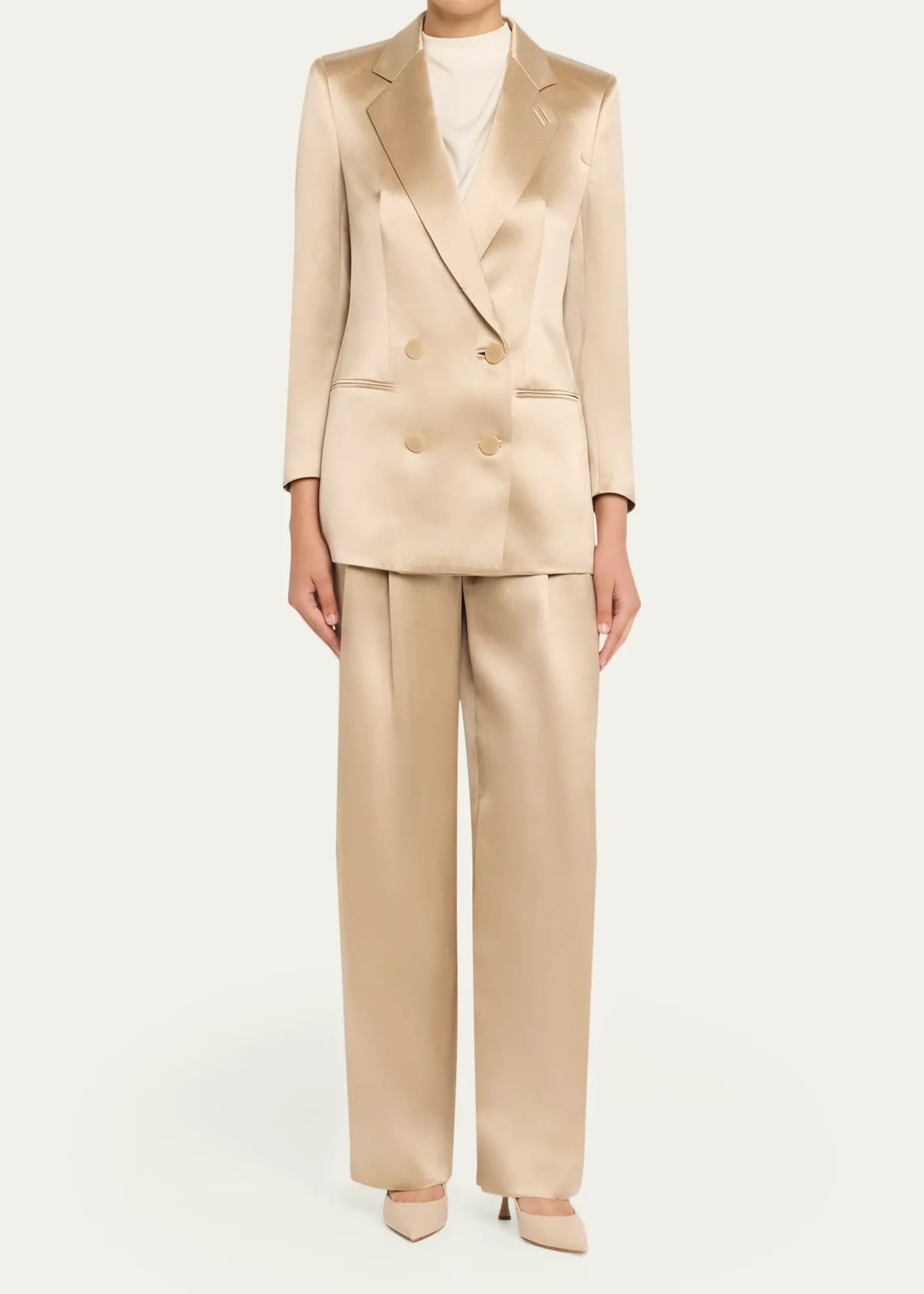 Giorgio ArmaniSatin Double-Breasted Blazer Jacket