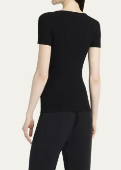 Giorgio ArmaniScoop-Neck Short-Sleeve Tee, Black