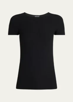 Giorgio ArmaniScoop-Neck Short-Sleeve Tee, Black