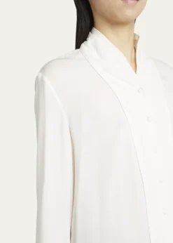 Giorgio ArmaniShawl-Collar Silk Georgette Blouse