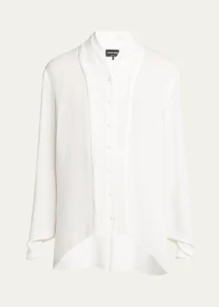 Giorgio ArmaniShawl-Collar Silk Georgette Blouse