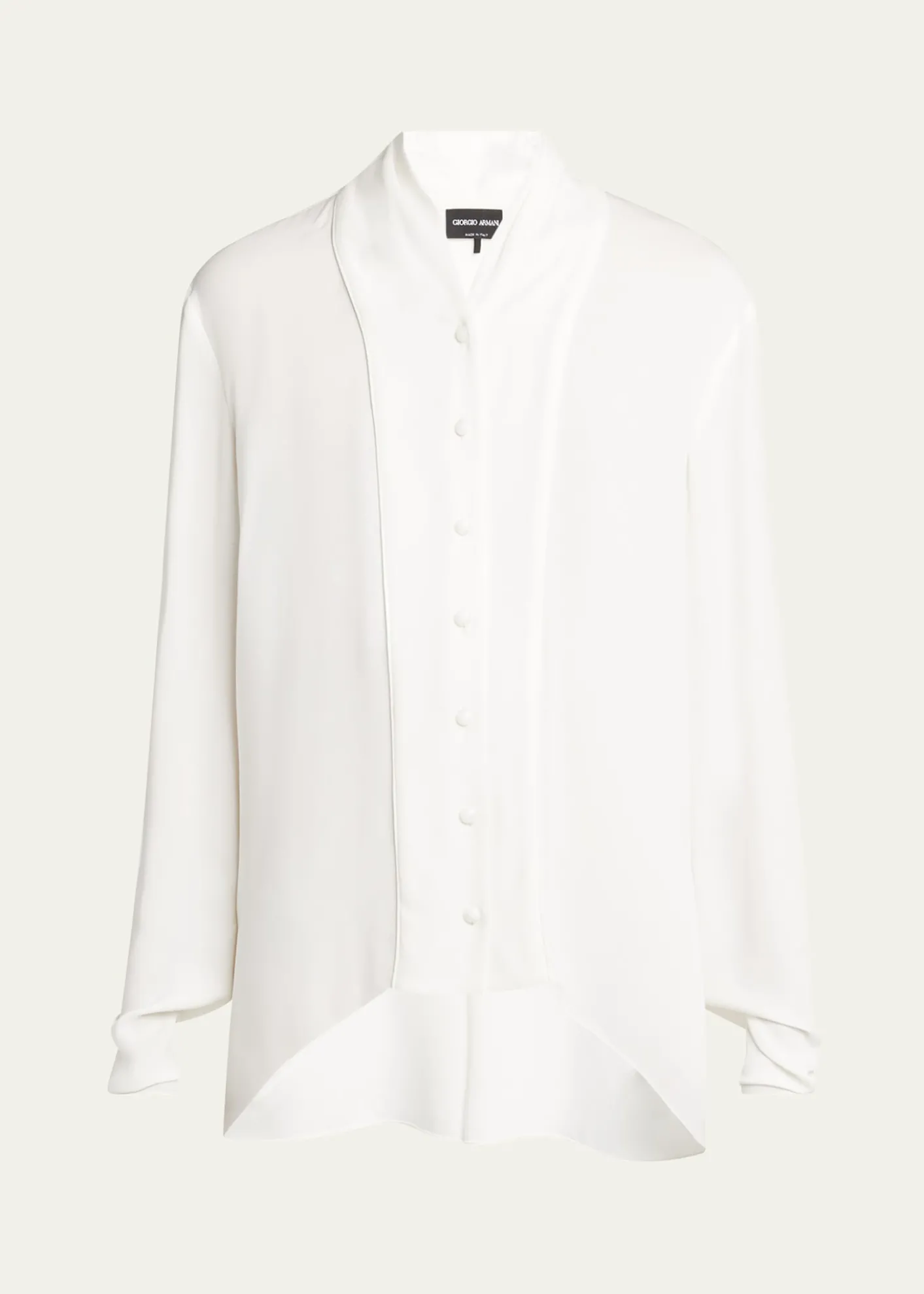 Giorgio ArmaniShawl-Collar Silk Georgette Blouse
