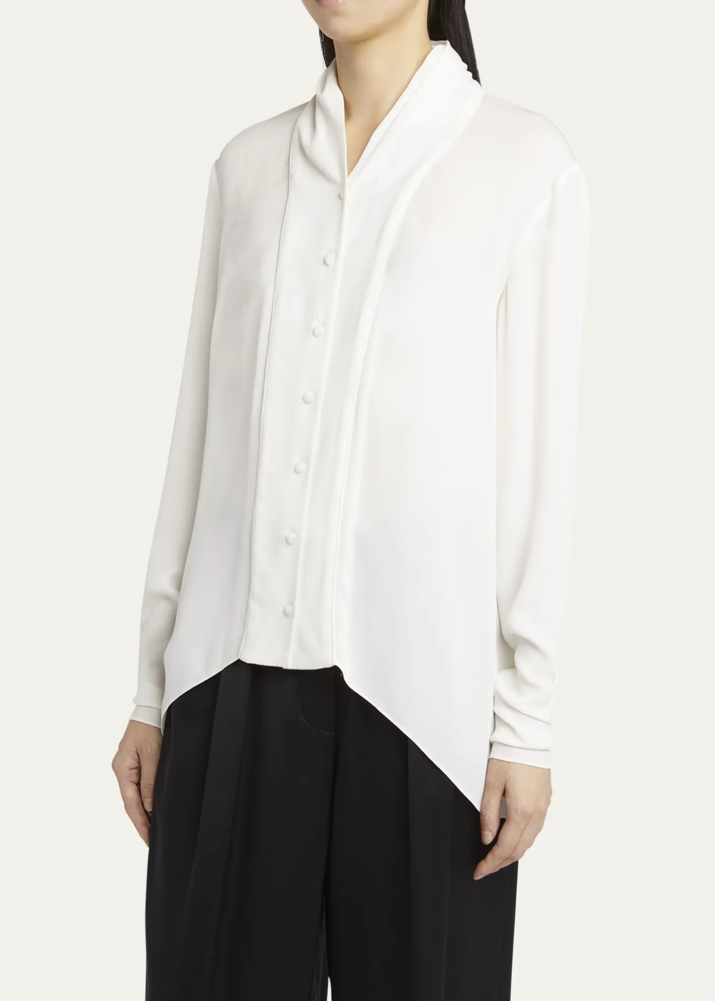 Giorgio ArmaniShawl-Collar Silk Georgette Blouse