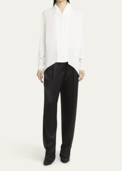 Giorgio ArmaniShawl-Collar Silk Georgette Blouse
