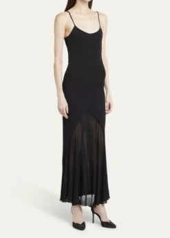 Giorgio ArmaniSheer Skirt Panel Jersey Dress