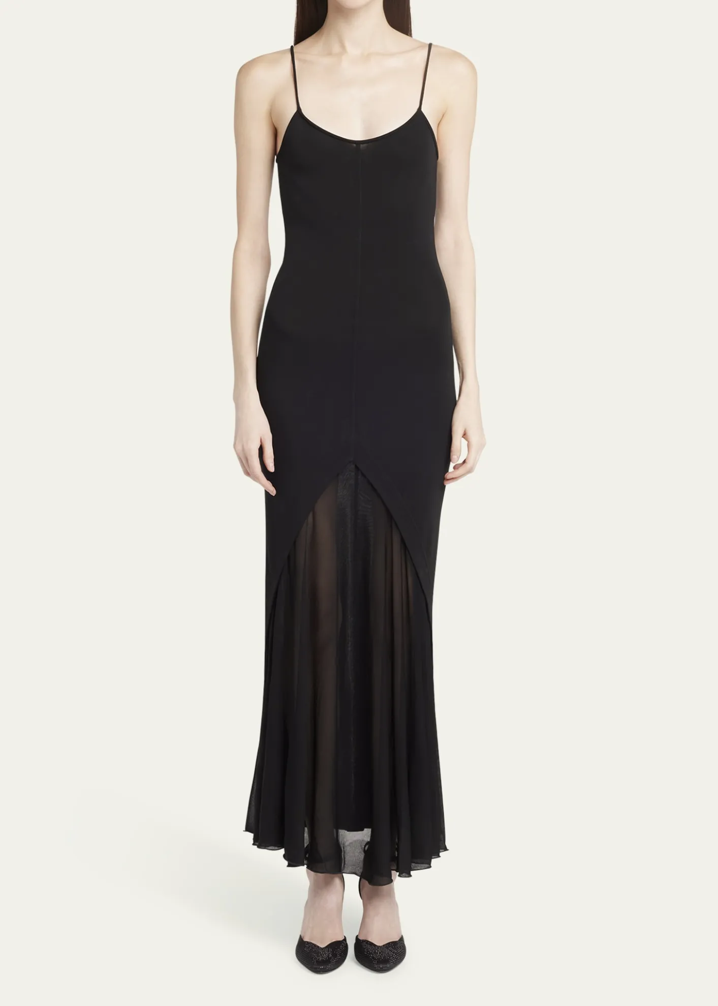 Giorgio ArmaniSheer Skirt Panel Jersey Dress