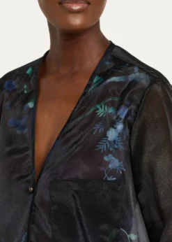 Giorgio ArmaniShimmering Floral Charmeuse Button-Down Shirt