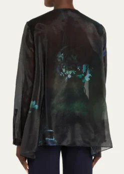 Giorgio ArmaniShimmering Floral Charmeuse Button-Down Shirt