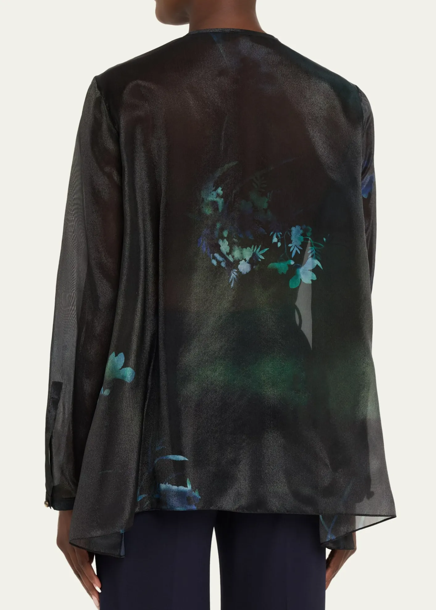 Giorgio ArmaniShimmering Floral Charmeuse Button-Down Shirt
