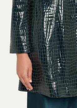Giorgio ArmaniShiny Croc-Print Leather Trench Coat