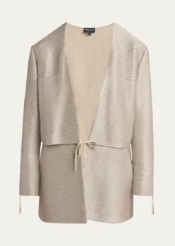 Giorgio ArmaniShiny Raffia Jersey Jacquard Tie Jacket