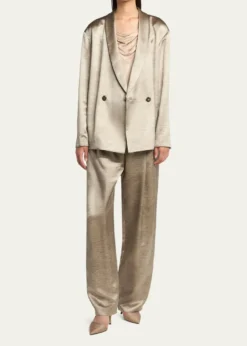 Giorgio ArmaniSilk Double-Breasted Blazer Jacket