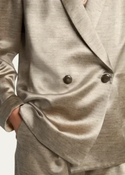 Giorgio ArmaniSilk Double-Breasted Blazer Jacket