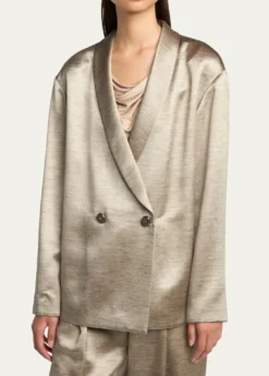 Giorgio ArmaniSilk Double-Breasted Blazer Jacket