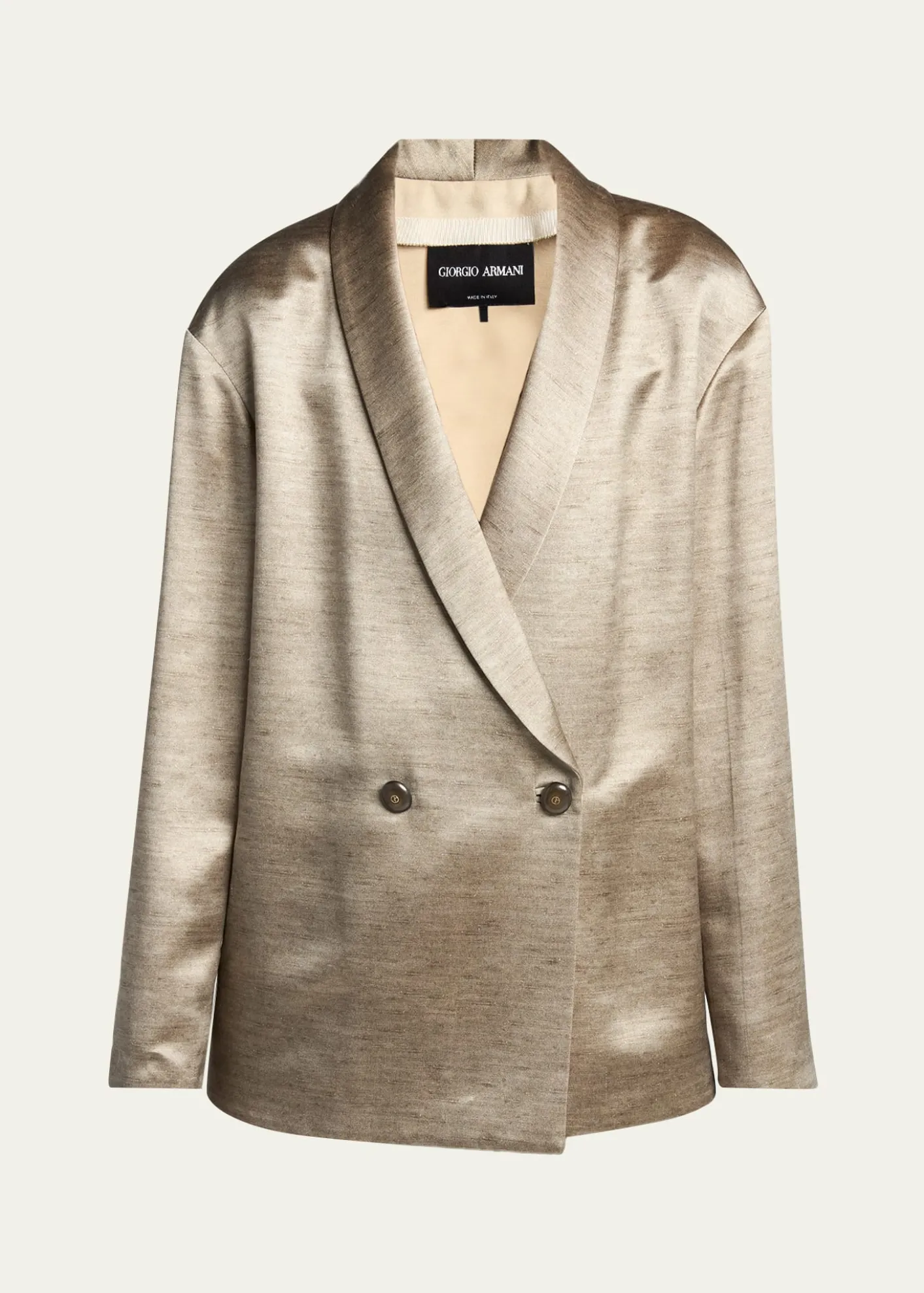 Giorgio ArmaniSilk Double-Breasted Blazer Jacket