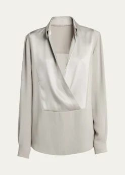 Giorgio ArmaniSilk Georgette Wrap Blouse
