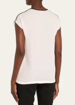 Giorgio ArmaniSilk Georgette Short Blouse with Tie Neck Detail