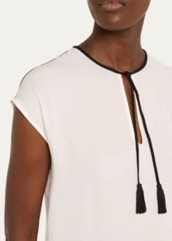 Giorgio ArmaniSilk Georgette Short Blouse with Tie Neck Detail