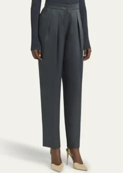Giorgio ArmaniSilk Satin Pleated Straight-Leg Trousers