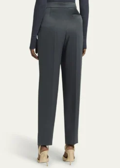 Giorgio ArmaniSilk Satin Pleated Straight-Leg Trousers