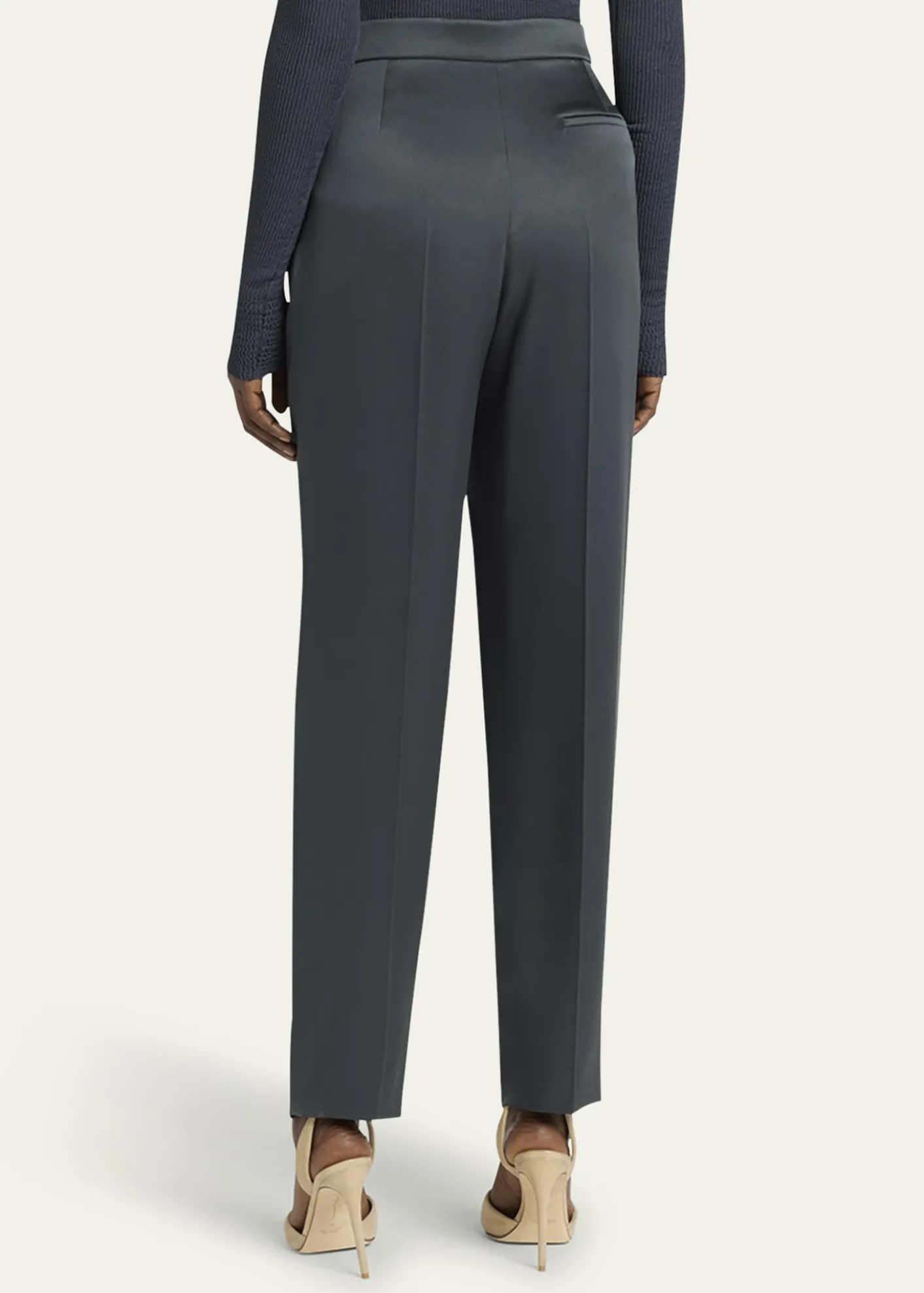 Giorgio ArmaniSilk Satin Pleated Straight-Leg Trousers