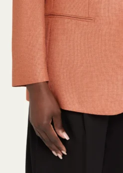 Giorgio ArmaniSilk-Wool Single-Breasted Blazer Jacket